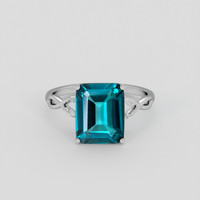 3.50 Ct. Greenish Blue Topaz Ring, 18K White Gold 1