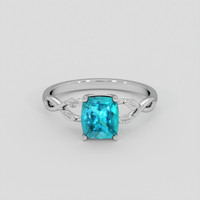 1.10 Ct. Greenish Blue Paraiba Tourmaline Ring, 18K White Gold 1