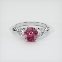 1.80 Ct. Reddish Pink Sapphire Ring, 18K White Gold 1