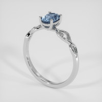 1.10 Ct. Greyish Blue Sapphire Ring, 18K White Gold 2