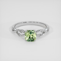 1.18 Ct. Green Sapphire Ring, 18K White Gold 1