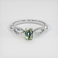 0.50 Ct. Green Sapphire Ring, 18K White Gold 1