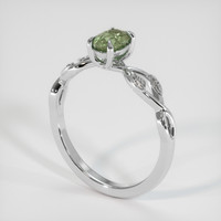 0.50 Ct. Green Sapphire Ring, 18K White Gold 2