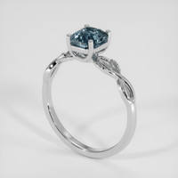 1.62 Ct. Greenish Blue Sapphire Ring, 18K White Gold 2