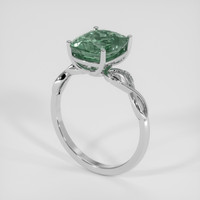 3.33 Ct. Bluish Green Sapphire Ring, 18K White Gold 2
