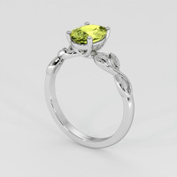1.58 Ct. Yellowish Green Sapphire Ring, 18K White Gold 2