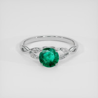 0.74 Ct. Emerald Ring, 18K White Gold 1