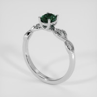 0.65 Ct. Bluish Green Sapphire Ring, 18K White Gold 2