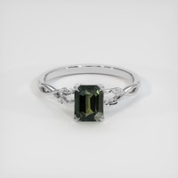 1.84 Ct. Bluish Green Sapphire Ring, 18K White Gold 1