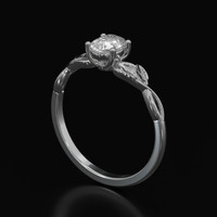 0.64 Ct. White Sapphire Ring, 18K White Gold 2