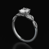 0.92 Ct. White Sapphire Ring, 18K White Gold 2