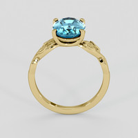 3.69 Ct. Blue Zircon Ring, 10K Yellow Gold 3