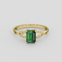 0.98 Ct. Green Tourmaline Ring, 10K Yellow Gold 1