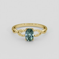 0.77 Ct. Bluish Green Sapphire Ring, 10K Yellow Gold 1