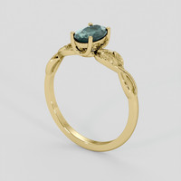 0.77 Ct. Bluish Green Sapphire Ring, 10K Yellow Gold 2