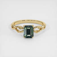 1.57 Ct. Bluish Green Sapphire Ring, 14K Yellow Gold 1