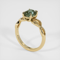 2.02 Ct. Bluish Green Sapphire Ring, 14K Yellow Gold 2