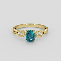 0.96 Ct. Greenish Blue Sapphire Ring, 14K Yellow Gold 1