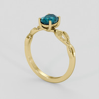 0.96 Ct. Greenish Blue Sapphire Ring, 14K Yellow Gold 2