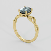 1.85 Ct. Greenish Blue Sapphire Ring, 14K Yellow Gold 2