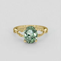 2.00 Ct. Bluish Green Sapphire Ring, 14K Yellow Gold 1