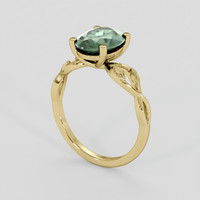 2.00 Ct. Bluish Green Sapphire Ring, 14K Yellow Gold 2