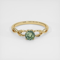 0.58 Ct. Bluish Green Sapphire Ring, 14K Yellow Gold 1