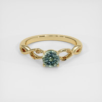 0.90 Ct. Yellowish Green Sapphire Ring, 14K Yellow Gold 1