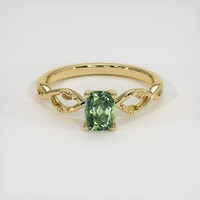 0.77 Ct. Green Sapphire Ring, 14K Yellow Gold 1