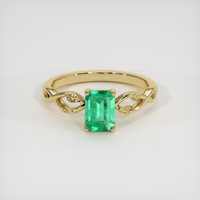 0.88 Ct. Emerald Ring, 18K Yellow Gold 1