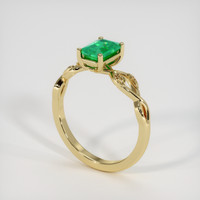 0.88 Ct. Emerald Ring, 18K Yellow Gold 2