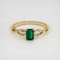 0.46 Ct. Emerald Ring, 18K Yellow Gold 1