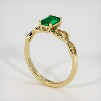 0.48 Ct. Emerald Ring, 18K Yellow Gold 2