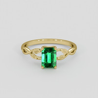 1.08 Ct. Emerald Ring, 18K Yellow Gold 1