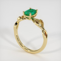 0.64 Ct. Emerald Ring, 18K Yellow Gold 2