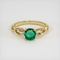 0.80 Ct. Emerald Ring, 18K Yellow Gold 1