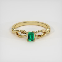 0.22 Ct. Emerald Ring, 18K Yellow Gold 1