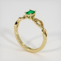 0.22 Ct. Emerald Ring, 18K Yellow Gold 2