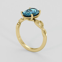 3.69 Ct. Blue Zircon Ring, 18K Yellow Gold 2