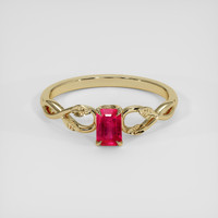 0.50 Ct. Pinkish Red Ruby Ring, 18K Yellow Gold 1
