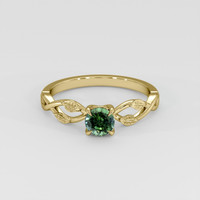 0.63 Ct. Green Sapphire Ring, 18K Yellow Gold 1
