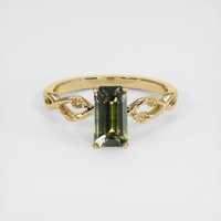 2.01 Ct. Yellowish Green Sapphire Ring, 18K Yellow Gold 1