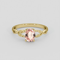 0.94 Ct. Peach Sapphire Ring, 18K Yellow Gold 1