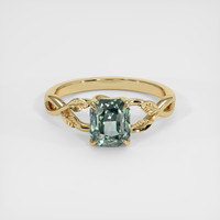 2.02 Ct. Bluish Green Sapphire Ring, 18K Yellow Gold 1