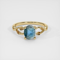 1.18 Ct. Greenish Blue Sapphire Ring, 18K Yellow Gold 1
