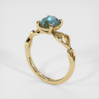 1.18 Ct. Greenish Blue Sapphire Ring, 18K Yellow Gold 2