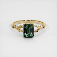 2.01 Ct. Bluish Green Sapphire Ring, 18K Yellow Gold 1