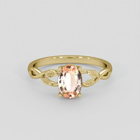 0.99 Ct. Padparadscha Sapphire Ring, 18K Yellow Gold 1