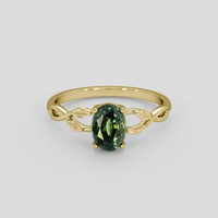 1.25 Ct. Green Sapphire Ring, 18K Yellow Gold 1
