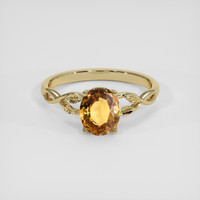 1.64 Ct. Yellowish Brown Sapphire Ring, 18K Yellow Gold 1